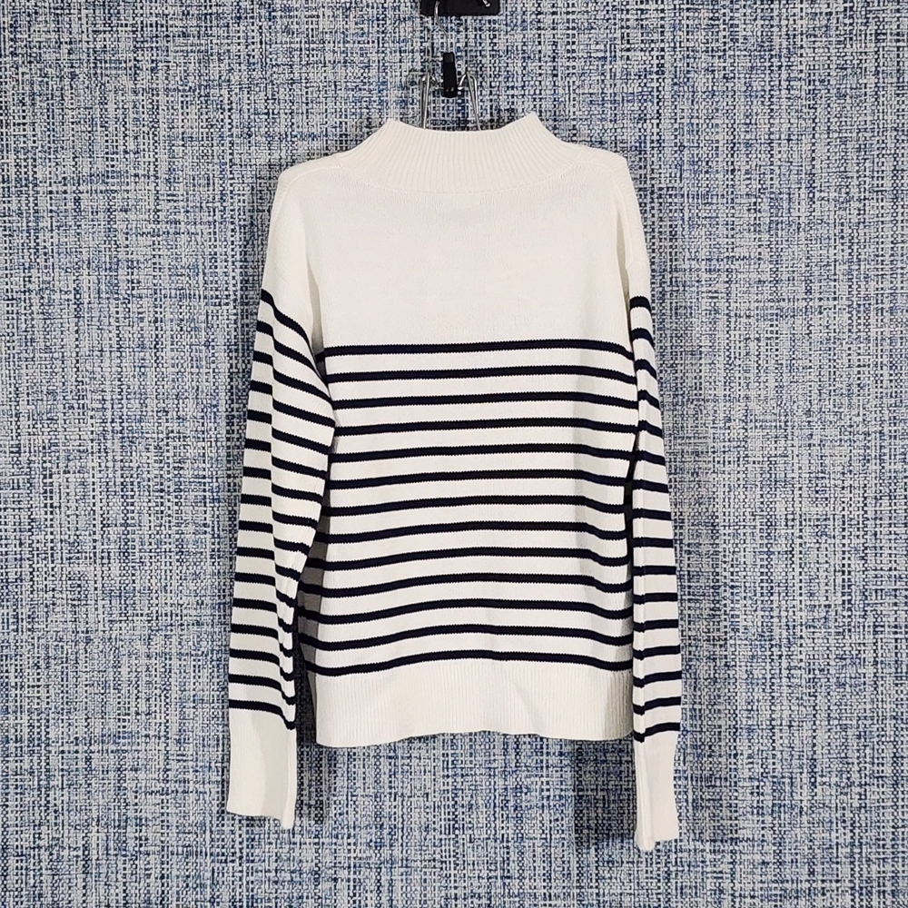 Crewcuts Navy and White Striped Turtleneck Sweater
